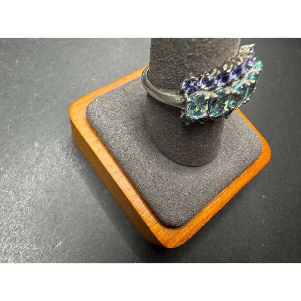 Chuck Clemency Sterling Silver 925 Tanzanite & Blue Teal Topaz Ring Size 10